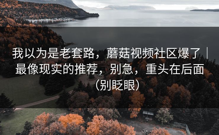 我以为是老套路，蘑菇视频社区爆了｜最像现实的推荐，别急，重头在后面（别眨眼）