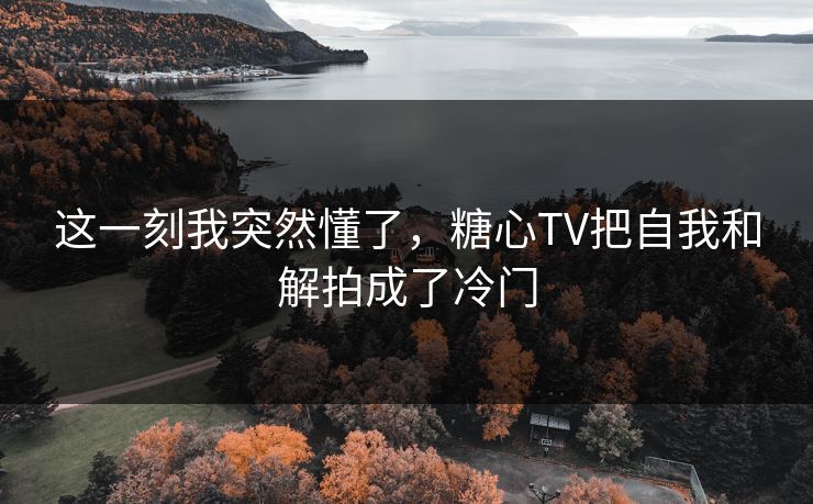 这一刻我突然懂了，糖心TV把自我和解拍成了冷门