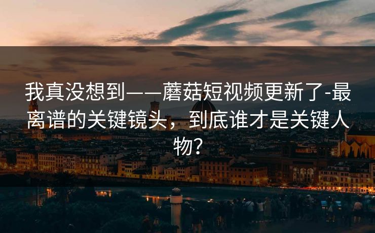 我真没想到——蘑菇短视频更新了-最离谱的关键镜头，到底谁才是关键人物？